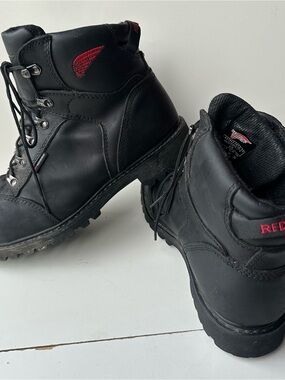Red Wing 971 Mens 10 Black Leather Steel Toe Work Boots Waterproof Vibram Sole⁠